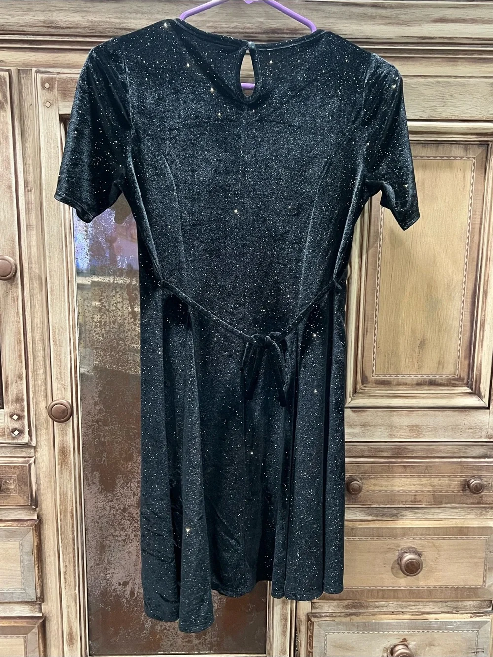Justice Black Sparkle Short Sleeve Dress - Brand